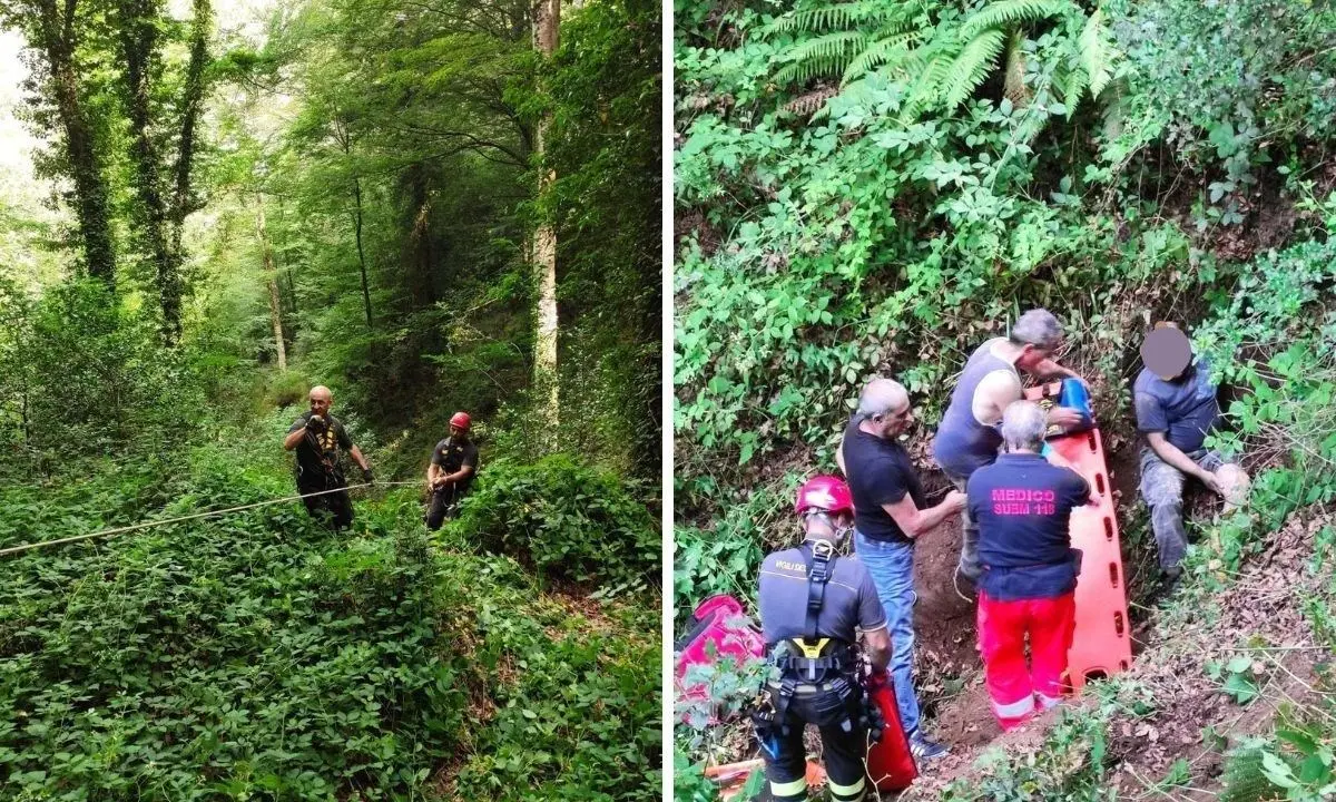 Motociclista perde il controllo e finisce in una scarpata nel Vibonese, salvato dai vigili del fuoco