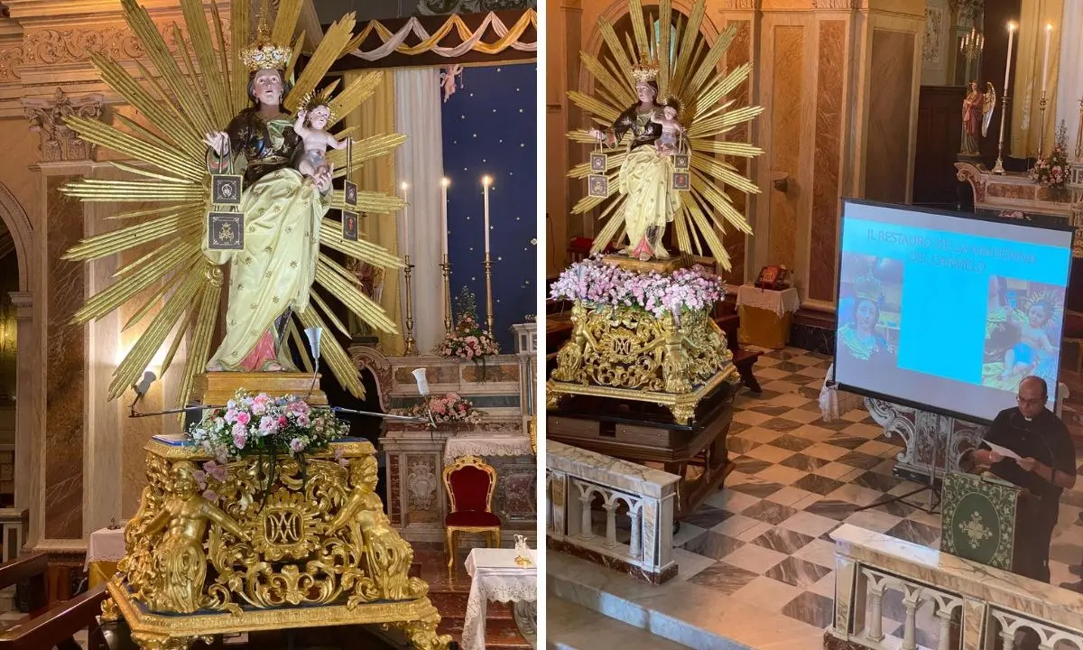 A Cittanova presentato il restauro dell’antica statua della Madonna del Carmelo