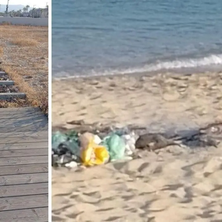 San Ferdinando, le assi di una passerella usate per il falò in spiaggia. Il sindaco: «Non vi vogliamo»