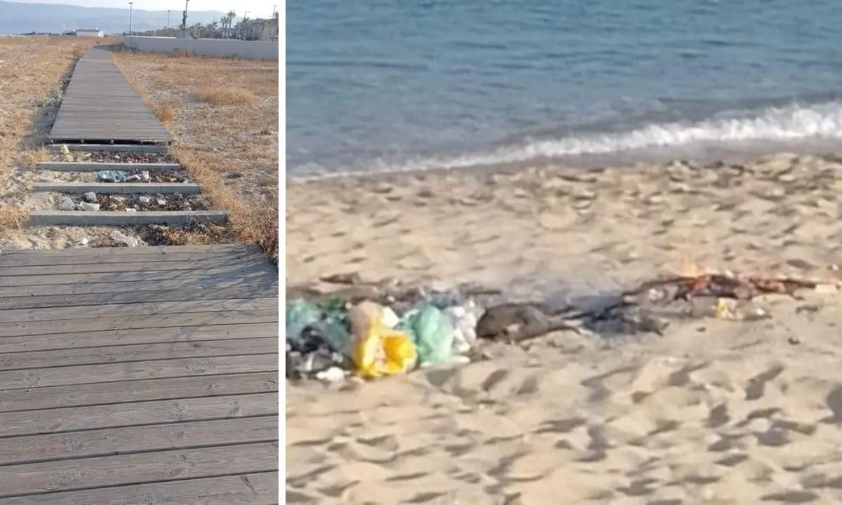 San Ferdinando, le assi di una passerella usate per il falò in spiaggia. Il sindaco: «Non vi vogliamo»