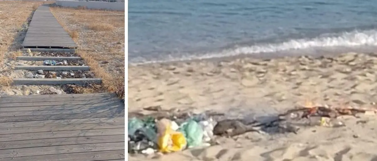 San Ferdinando, le assi di una passerella usate per il falò in spiaggia. Il sindaco: «Non vi vogliamo»