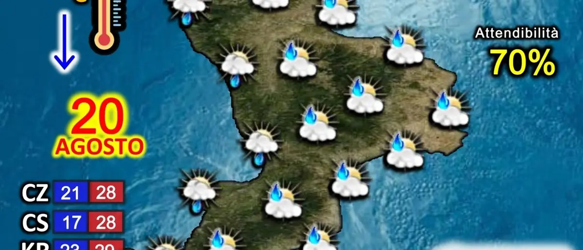 Calo drastico delle temperature e tempo variabile: le previsioni del fine settimana in Calabria