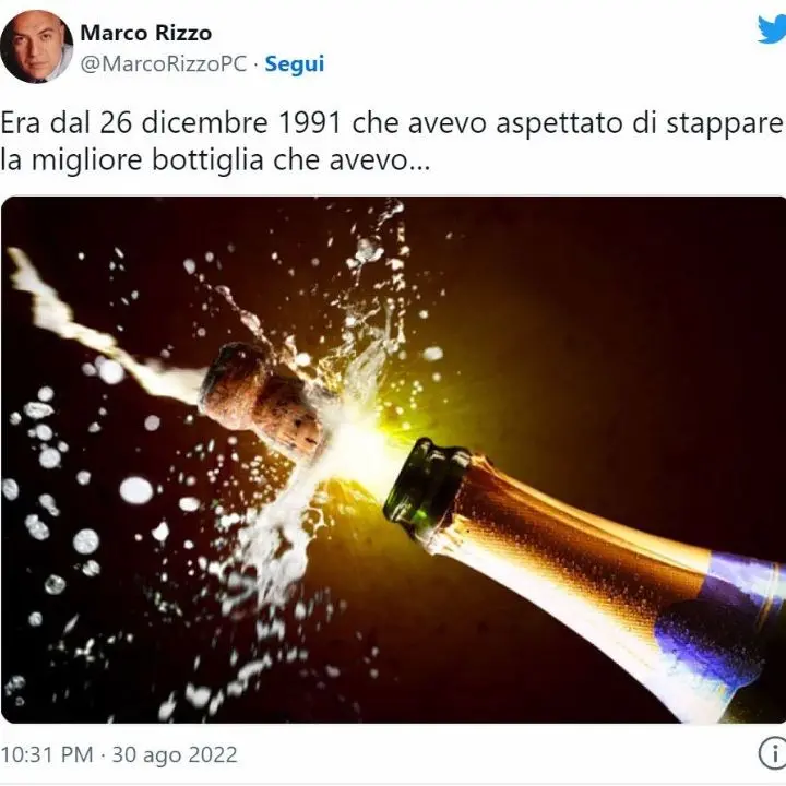 Marco Rizzo festeggia la morte di Gorbaciov con lo champagne: «Aspettavo questo momento dal ‘91»