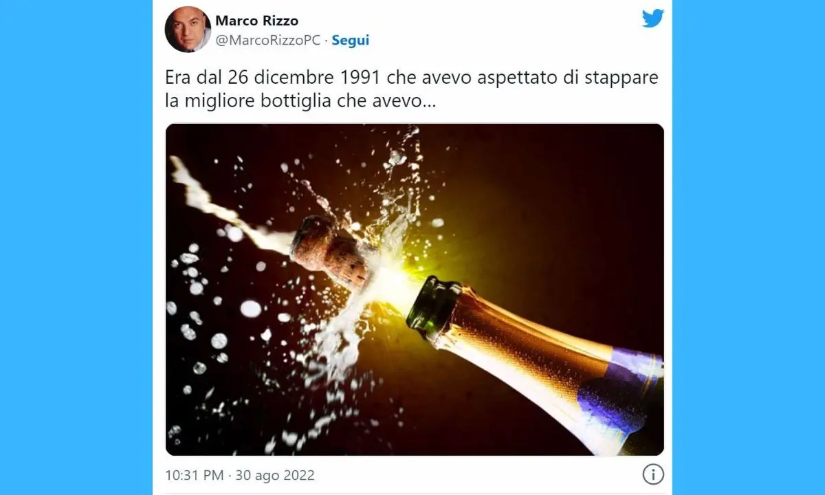 Marco Rizzo festeggia la morte di Gorbaciov con lo champagne: «Aspettavo questo momento dal ‘91»