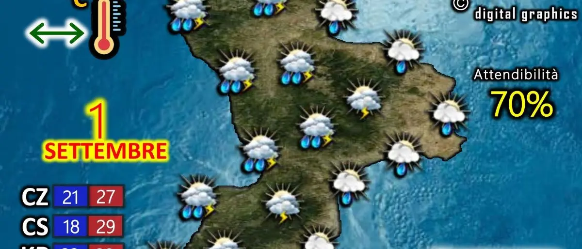 Temporali durante notte e nella giornata dell’1 settembre in Calabria, più intensi sulla Costa tirrenica