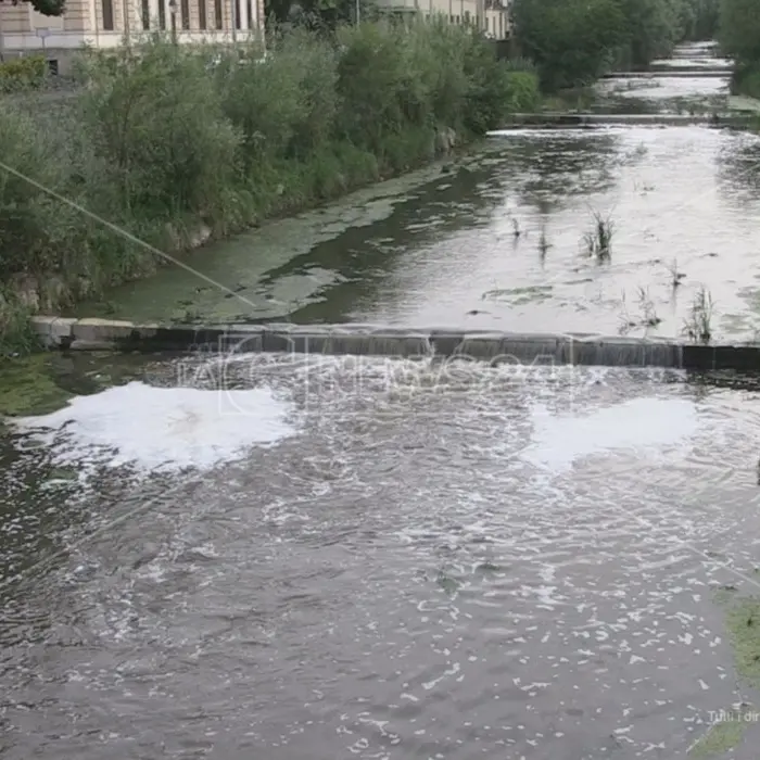 Cosenza, nel fiume Busento schiuma e odore nauseabondo: il video