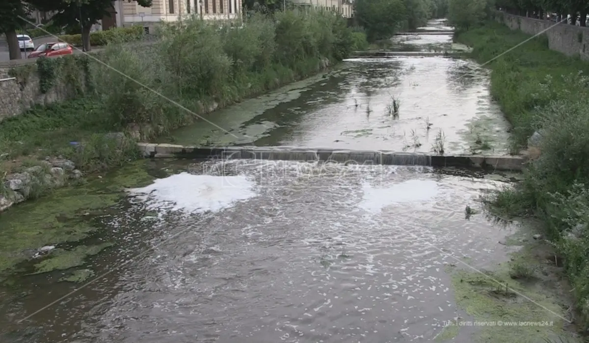 Cosenza, nel fiume Busento schiuma e odore nauseabondo: il video