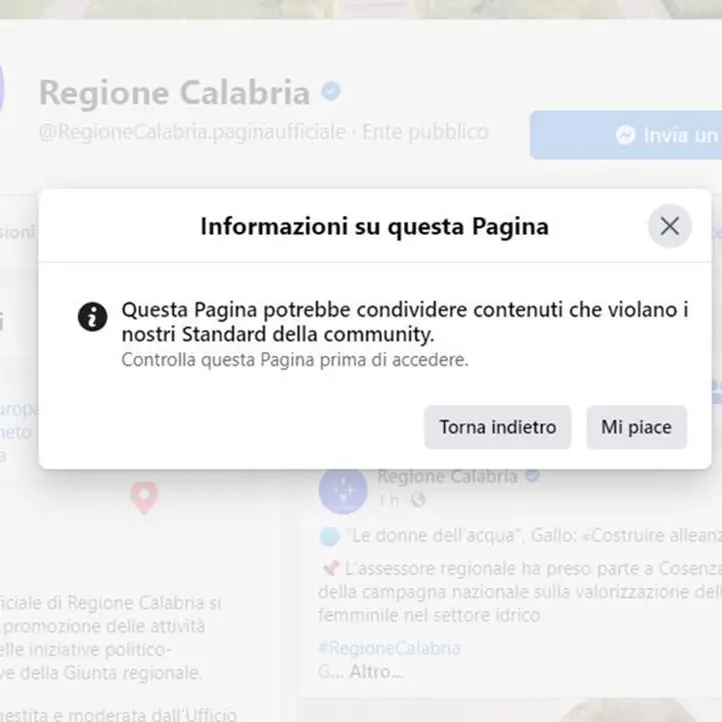 «Questa pagina viola gli standard della nostra community»: Facebook “banna” la Regione Calabria?