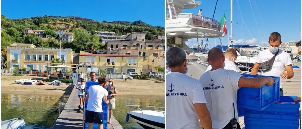Vibo, lo yacht a vela più grande del mondo salpa con un carico di prodotti tipici calabresi a bordo