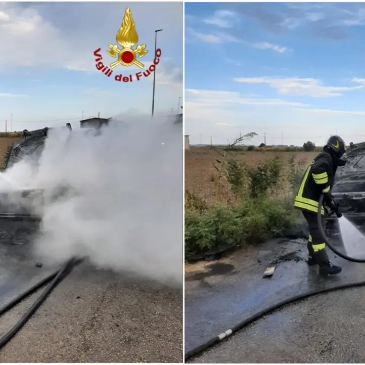 Auto in fiamme a Crotone, salvo il conducente