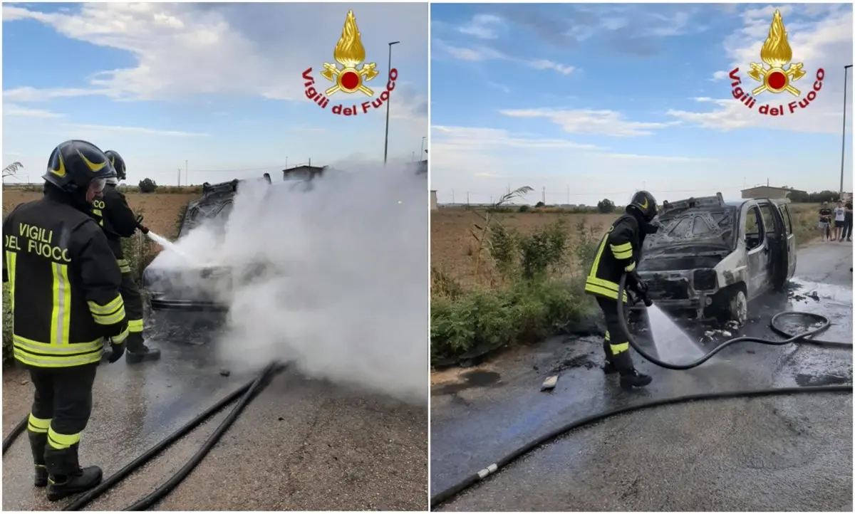 Auto in fiamme a Crotone, salvo il conducente