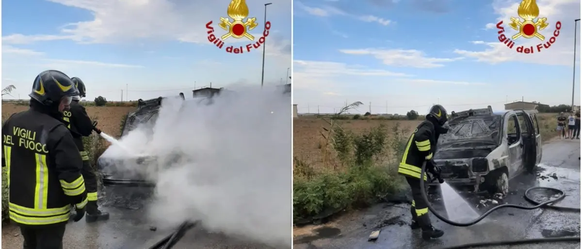 Auto in fiamme a Crotone, salvo il conducente