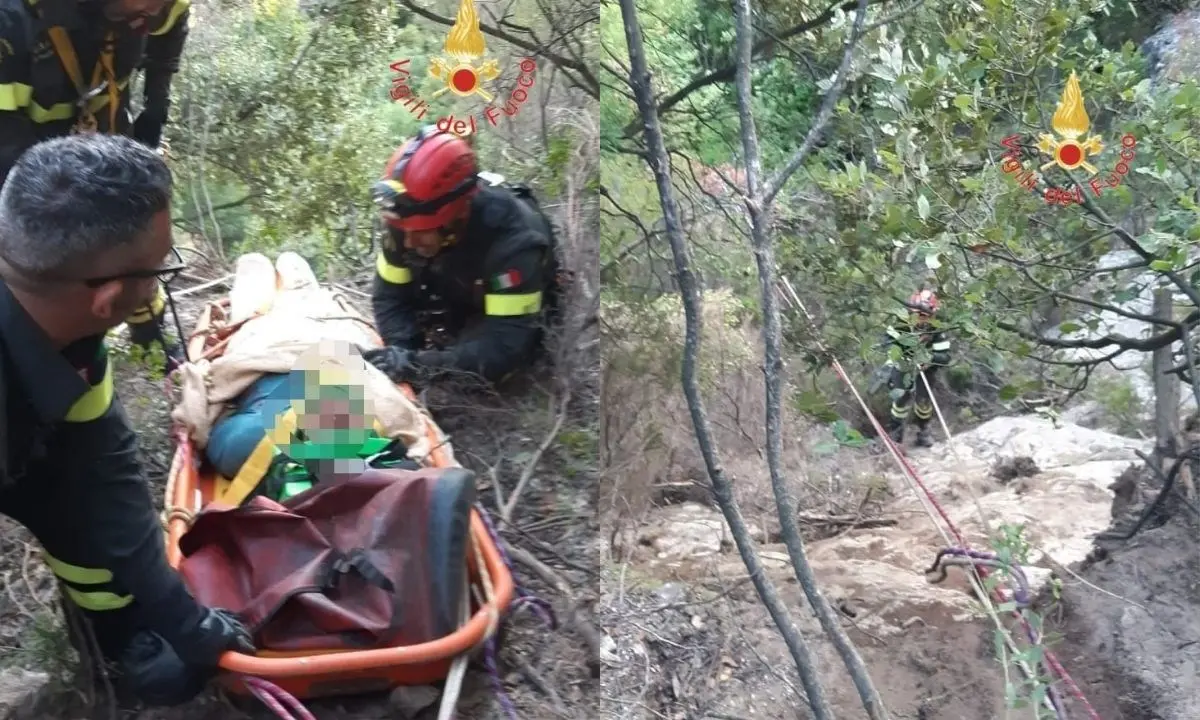 Incidente a San Sostene, precipita con l’auto in un burrone: anziano salvato dai vigili del fuoco