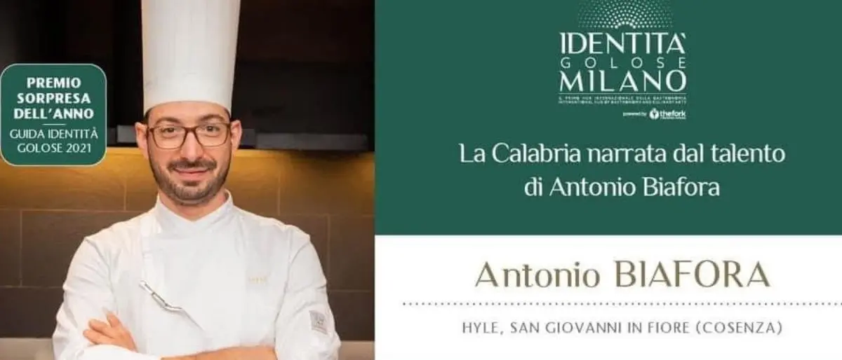 Lo chef calabrese Antonio Biafora premiato come “sorpresa dell’anno della guida di Identità golose 2021”