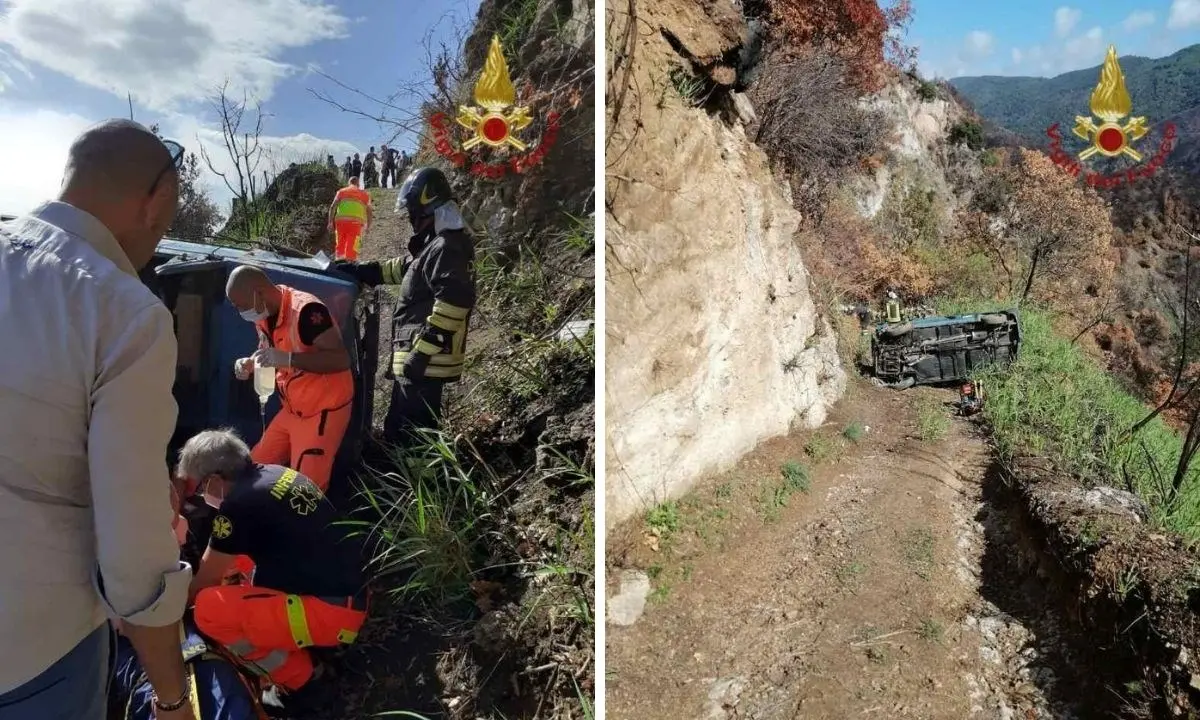 Incidente nel Reggino, precipitano con l’auto in una scarpata: due persone ferite