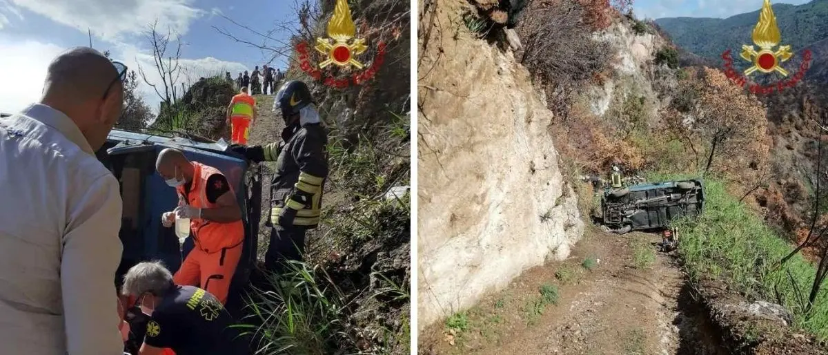 Incidente nel Reggino, precipitano con l’auto in una scarpata: due persone ferite