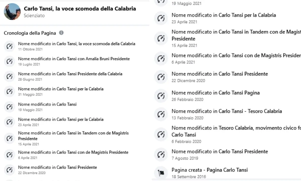 Uno, cento, mille Tansi: in 2 anni cambia 13 volte nome alla sua pagina Facebook