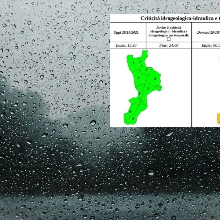 Maltempo Calabria: domani allerta arancione sul Reggino, gialla sull’area centrale