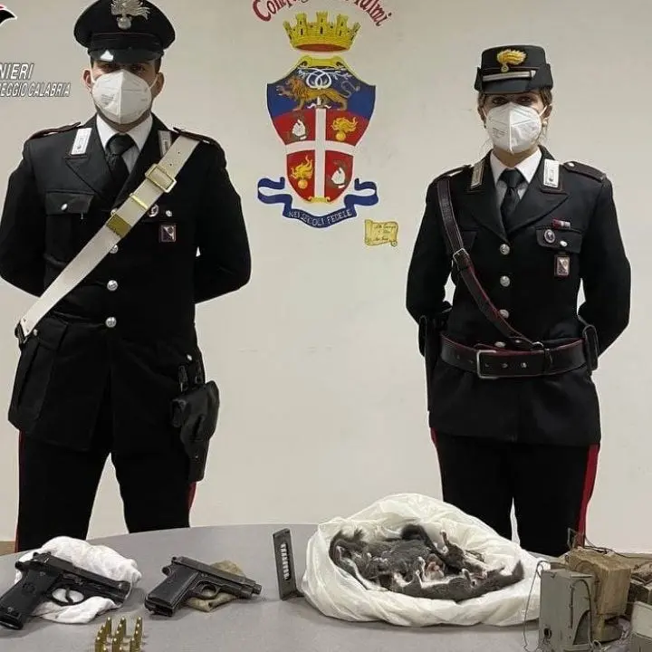 Palmi, arrestato un 52enne: deteneva illegalmente due pistole e aveva 10 ghiri nel congelatore