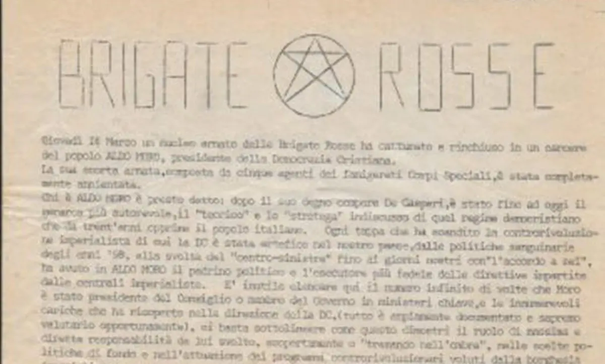 Finisce all’asta il volantino con cui le Br rivendicarono il sequestro di Aldo Moro