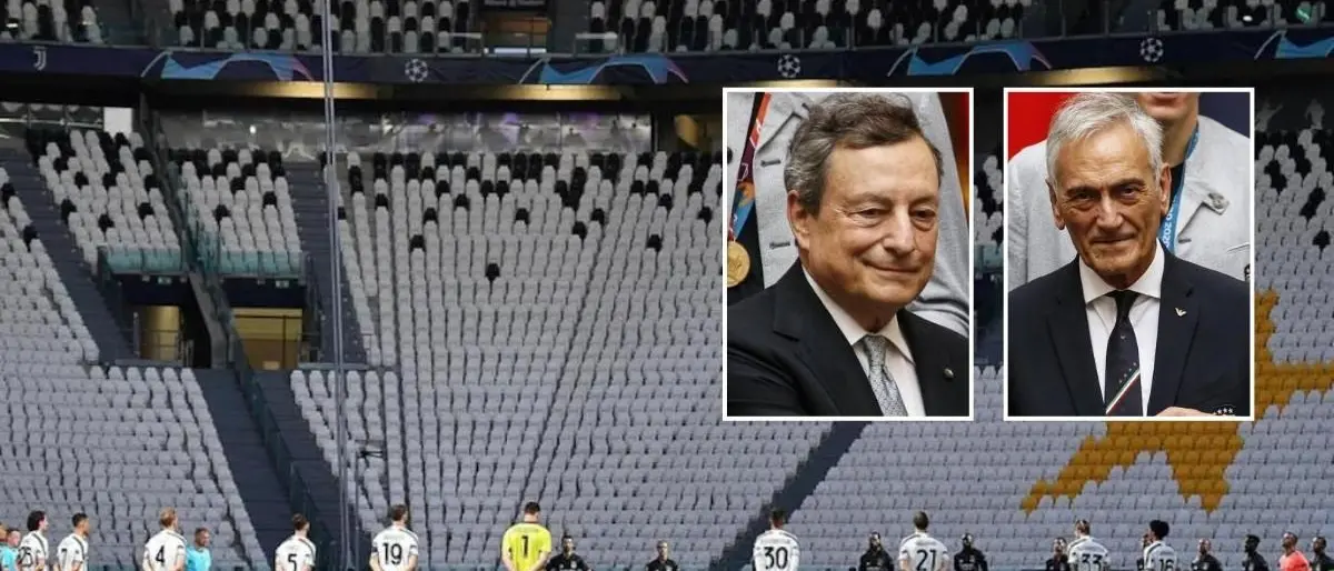 Il Covid minaccia la Serie A, Draghi a Gravina: «Valutare stop o partite a porte chiuse»