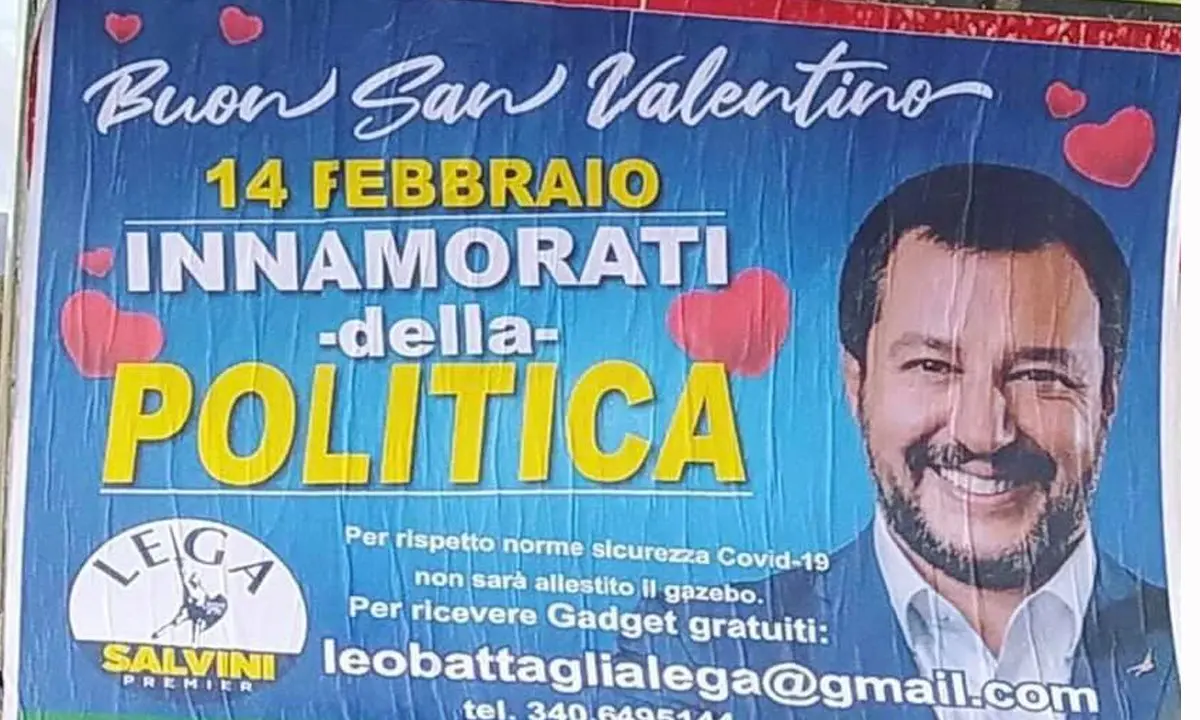 L'ultima trovata trash del “graffitaro” dei viadotti: Battaglia festeggia San Valentino con Salvini
