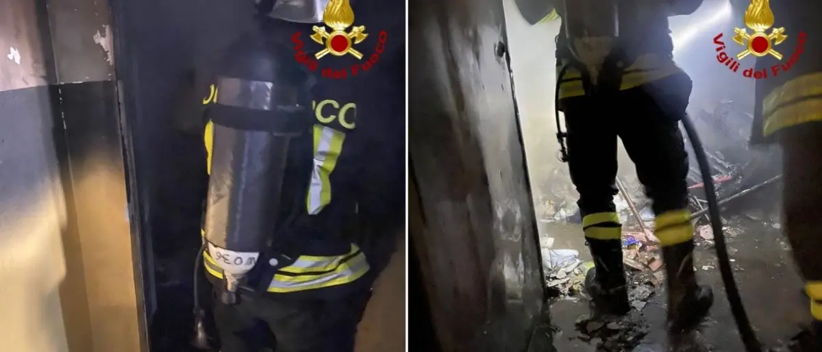 Incendio in una ex scuola di Catanzaro, a fuoco rifiuti depositati in una stanza