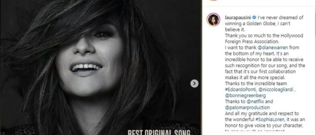 Laura Pausini vince il Golden Globe per la migliore canzone originale