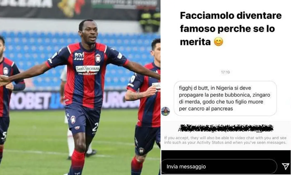 Crotone Calcio, insulti choc all'attaccante Simy: «Godo se tuo figlio muore»