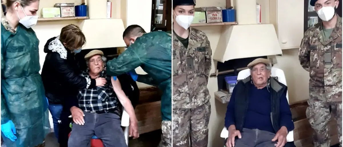 Reduce di guerra riceve il vaccino dall’Esercito: a Cinquefrondi emozione per il nonnino 99enne