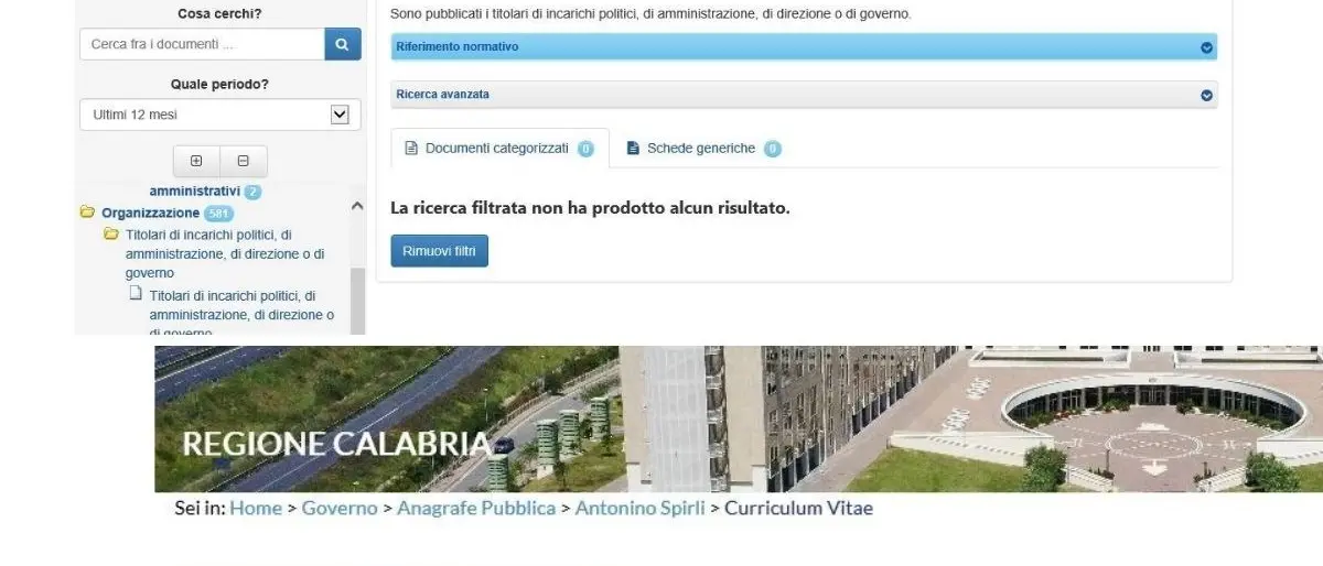 Regione, «Sezione amministrazione trasparente 'vuota' e dati della Giunta secretati»