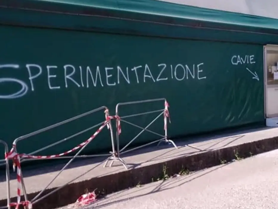 «Siete cavie», i No vax imbrattano di scritte e slogan il centro vaccinale di Paola