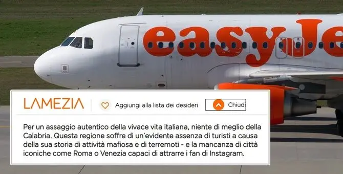 “Calabria senza turisti per mafia e terremoti”. La folle descrizione sul sito di EasyJet