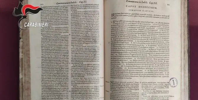 Accademia Fidia Stefanaconi, trovato volume del 1651 rubato in Abruzzo