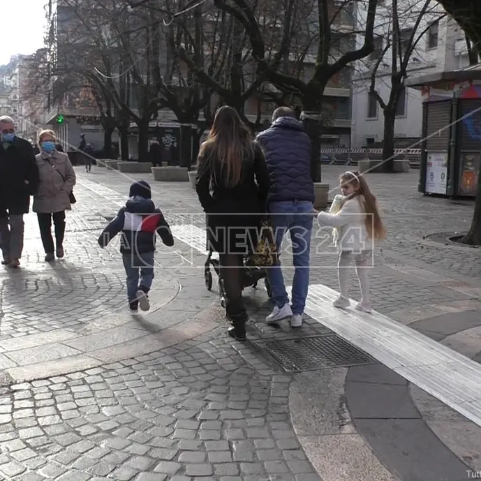Zona arancione, a Cosenza una domenica a passeggio ma pochi acquisti: video