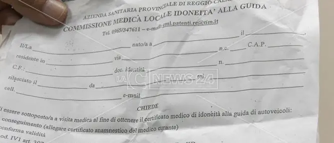 Asp Reggio, non c’è il presidente della commissione medica e la patente diventa un miraggio