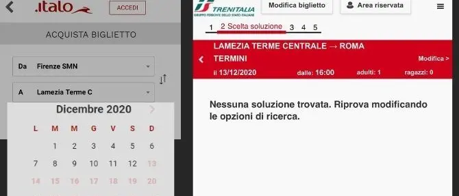 Impossibile prenotare un treno dopo il 13 dicembre ma Italo e Trenitalia negano il lockdown