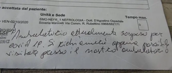 Lamezia, rischia la dialisi ma le visite sono bloccate per il Coronavirus
