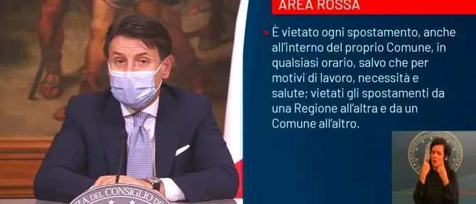 Calabria zona rossa da venerdì, ora è ufficiale. Conte parla in Tv: «La pandemia corre, agiamo»
