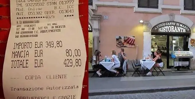 Scontrino da 430 euro per due piatti di spaghetti: bufera su ristorante romano