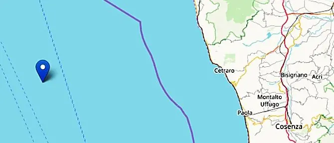La Calabria trema: terremoto 3.4 al largo di Cetraro