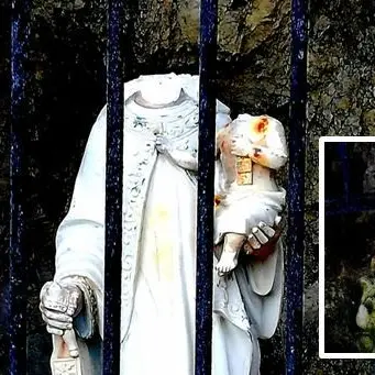 Orrore a Briatico, decapitata la statua della Madonna col Bambinello