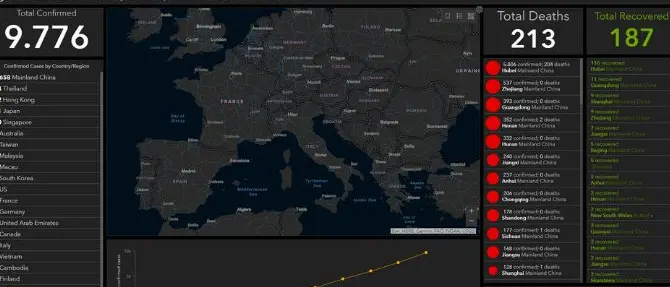 Coronavirus: la mappa del contagio che mostra i dati aggiornati sul virus