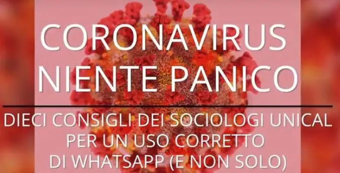 Coronavirus, ecco il video decalogo Unical per fermare l’ondata di panico