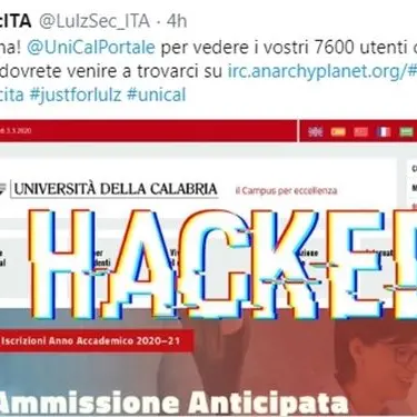 Attacco informatico al portale dell'Università della Calabria