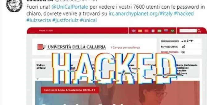 Attacco informatico al portale web Unical: «Dati sensibili al sicuro»