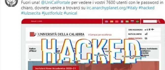 Attacco informatico al portale web Unical: «Dati sensibili al sicuro»