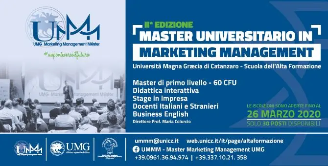 Università Magna Graecia, torna il master in Marketing Management