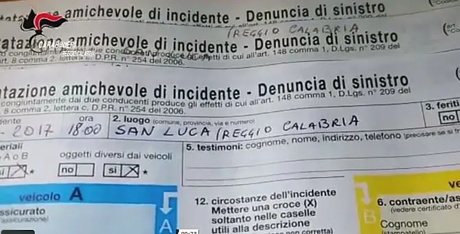 Truffe alle assicurazioni e falsi incidenti, indagati 66 calabresi