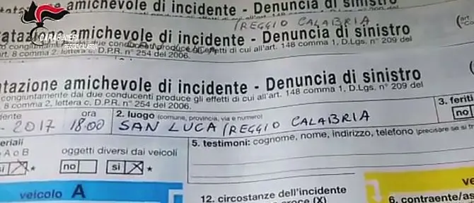 Truffe alle assicurazioni e falsi incidenti, indagati 66 calabresi